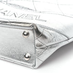 Metallic Calfskin Stitched CC Shopper Tote Silvery