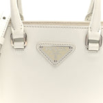 Spazzolato Triangle Small Double Handle Crossbody Tote White