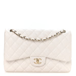 Caviar Quilted Jumbo Double Flap White