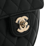 Lambskin Quilted CC In Love Heart Clutch With Chain Black