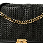 Braided Sheepskin Large Boy Reverso Flap Black