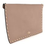 Vitello Medium Rockstud Envelope Flat Wristlet Pouch Poudre