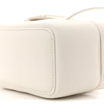 Shiny Caviar Preppy Coco Long Vanity With Strap White