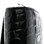 Shiny Calfskin Monochrome Crocodile Embossed Hourglass Chain Bag Black