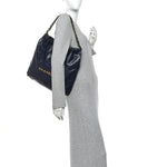 Shiny Calfskin Quilted Chanel 22 Navy Blue