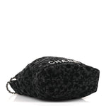 Denim Quilted Floral Print Mini Chanel 22 Black Grey