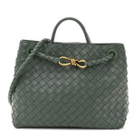 Nappa Intrecciato Medium Andiamo Shoulder Bag Aloe