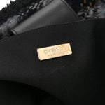 Tweed Shearling Quilted Lambskin Shopping Tote  Black Grey