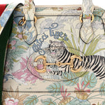 New Shangai Calfskin Tiger Savanah Web Mini Horsebit 1955 Top Handle Bag Chalky White Multicolor