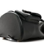 Shiny Caviar Quilted Medium Duma Pockets Drawstring Backpack Black