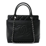 Soft Caviar CC Medium Top Handle Tote Black