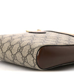 GG Supreme Monogram Azalea Calfskin Retro Interlocking G Flat Messenger Bag Beige Ebony Brown Sugar