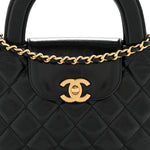 Shiny Aged Calfskin Quilted Nano Kelly Shopper Black