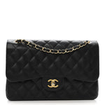 Caviar Quilted Jumbo Double Flap Black