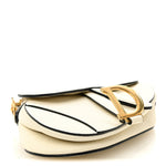 Grained Calfskin Mini Saddle Bag White