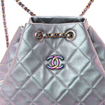 Iridescent Aged Calfskin Quilted Gabrielle Backpack Light Purple