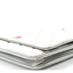 Metallic Lambskin Quilted Wallet On Chain WOC Silver