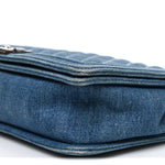 Denim Quilted Large Boy Flap Blue