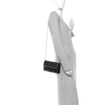 Pebbled Calfskin Rockstud Flap Wallet On Chain Black