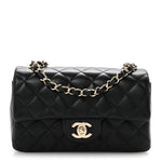 Lambskin Quilted Mini Rectangular Flap Black