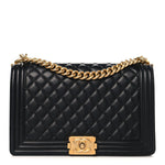Lambskin Quilted New Medium Boy Flap Black