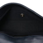 Calfskin Quilted Medium Graphic Flap Blue Black
