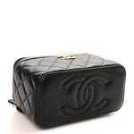 Lambskin Quilted Small CC Vanity Case Black