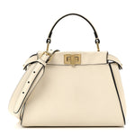 Vitello Seta Suede FF Mini Peekaboo Iconic Satchel  Uovo Sigaro Marrone