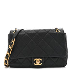 Caviar Quilted Medium Chain Flap  Black