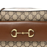 GG Supreme Monogram Small Horsebit 1955 Shoulder Bag Beige Brown Sugar