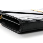 Grain De Poudre Matelasse Chevron Monogram Chain Wallet Black