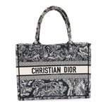 Canvas Embroidered Medium Dioriviera Toile De Jouy Reverse Book Tote Blue