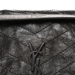 Crinkled Calfskin Matelasse Monogram Medium Niki Chain Satchel Storm