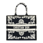 Canvas Embroidered Cornely Book Tote Blue White