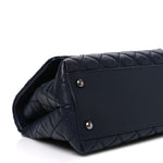 Caviar Quilted Small Coco Handle Flap Navy