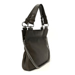 Sakai Be Green Calfskin Diagonal Stitched Small Blondie Tote Craclet Brown