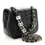 Lambskin Resin Crystal Square Quilted Mini Monacoco Flap Black