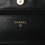 Caviar Quilted Wallet on Chain WOC Black