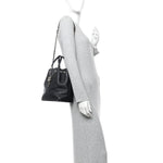 Calfskin Stitched Chain Top Handle Bucket Bag Black