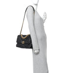 Goatskin Quilted Large Chanel 19 Flap Black
