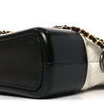 Aged Calfskin Quilted Small Gabrielle Hobo Black White