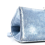 Nappa Denim Printed Small Hourglass Top Handle Bag Denim Blue