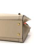 Textured Dollar Calfskin Web Small Diana Tote Bag Oatmeal Vintage Green
