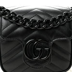 Calfskin Matelasse Monochrome GG Marmont Chain Mini Belt Bag Black