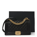 Caviar Quilted Medium Boy Flap Black