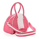 Vitello Colorblock Free Rockstud Top Handle Shoulder Bag Pink Optic White