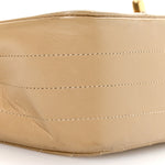 Lambskin Ribbon Stitched Flap Beige