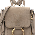 Suede Calfskin Mini Faye Backpack Motty Grey