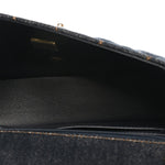 Denim Quilted Mini Rectangular Flap Dark Blue