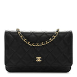 Caviar Quilted Wallet on Chain WOC Black